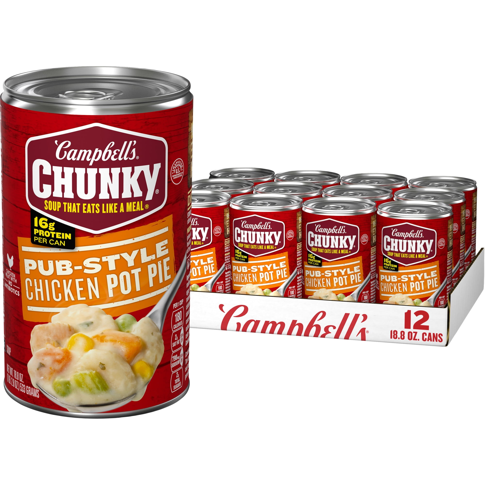 (12 pack) Campbell's Chunky Soup, Pub-Style Chicken Pot Pie Soup, 18.8 oz Can