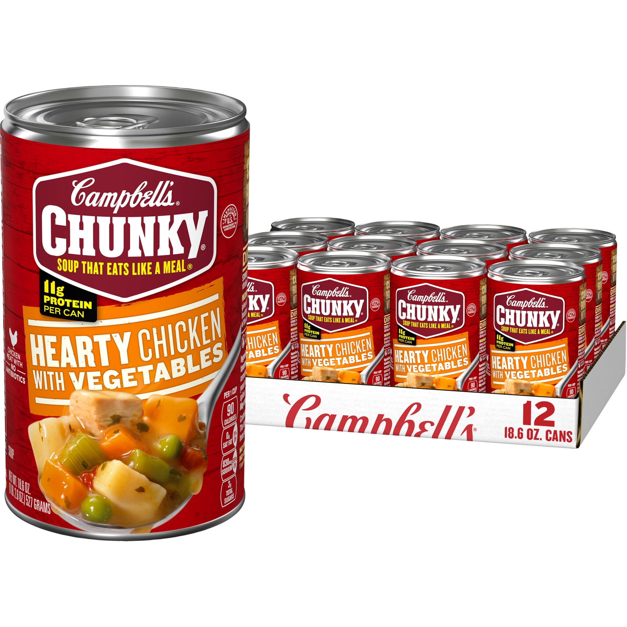 (12 pack) Campbell's Chunky Soup, Ready to Serve Chicken with Vegetables Soup, 18.6 oz Can