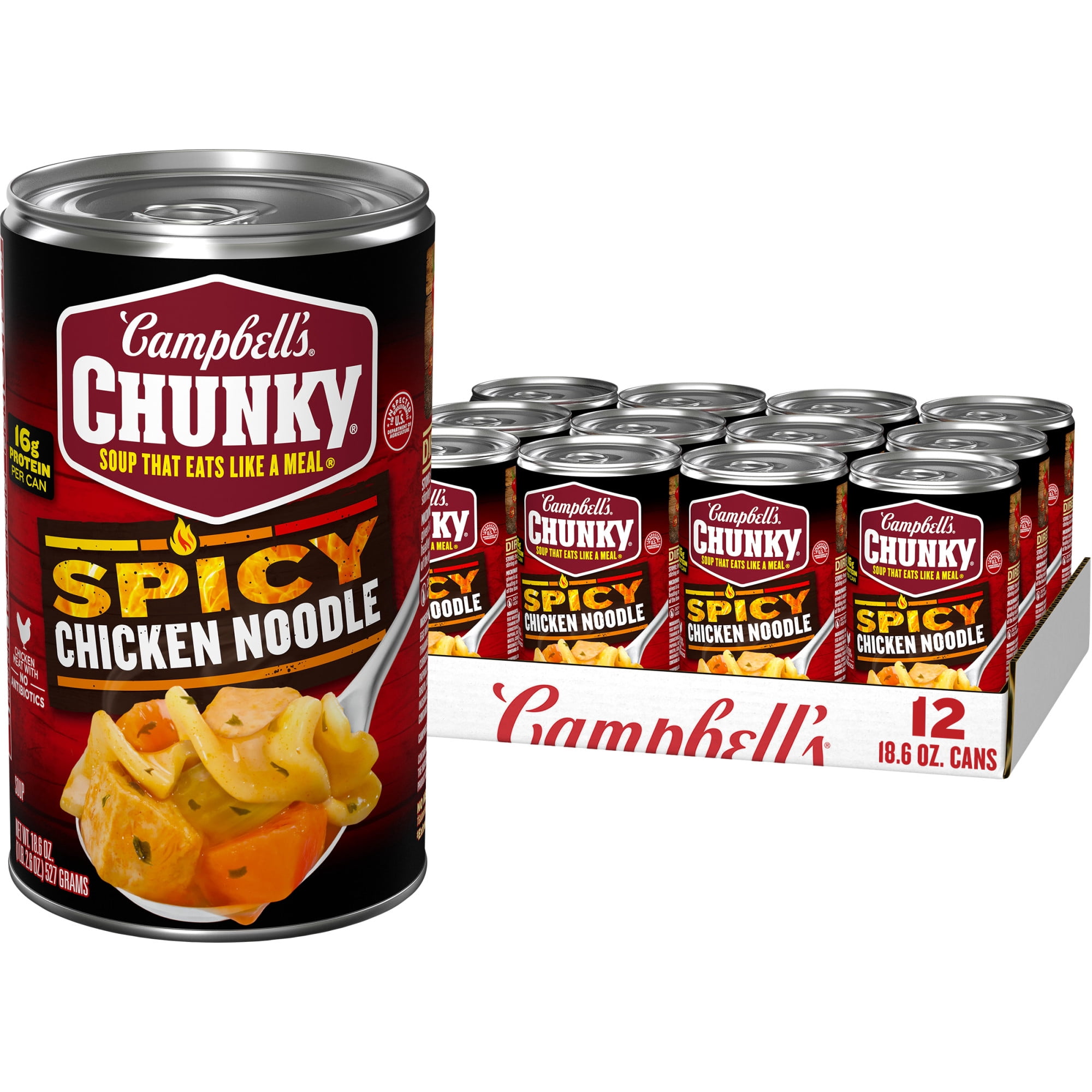 12 pack) Campbell's Chunky Soup, Spicy Chicken Noodle Soup, 18.6