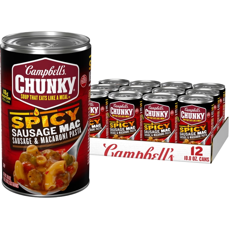 12 pack) Campbell's Chunky Spicy Sausage Mac Soup, 18.8 oz Can