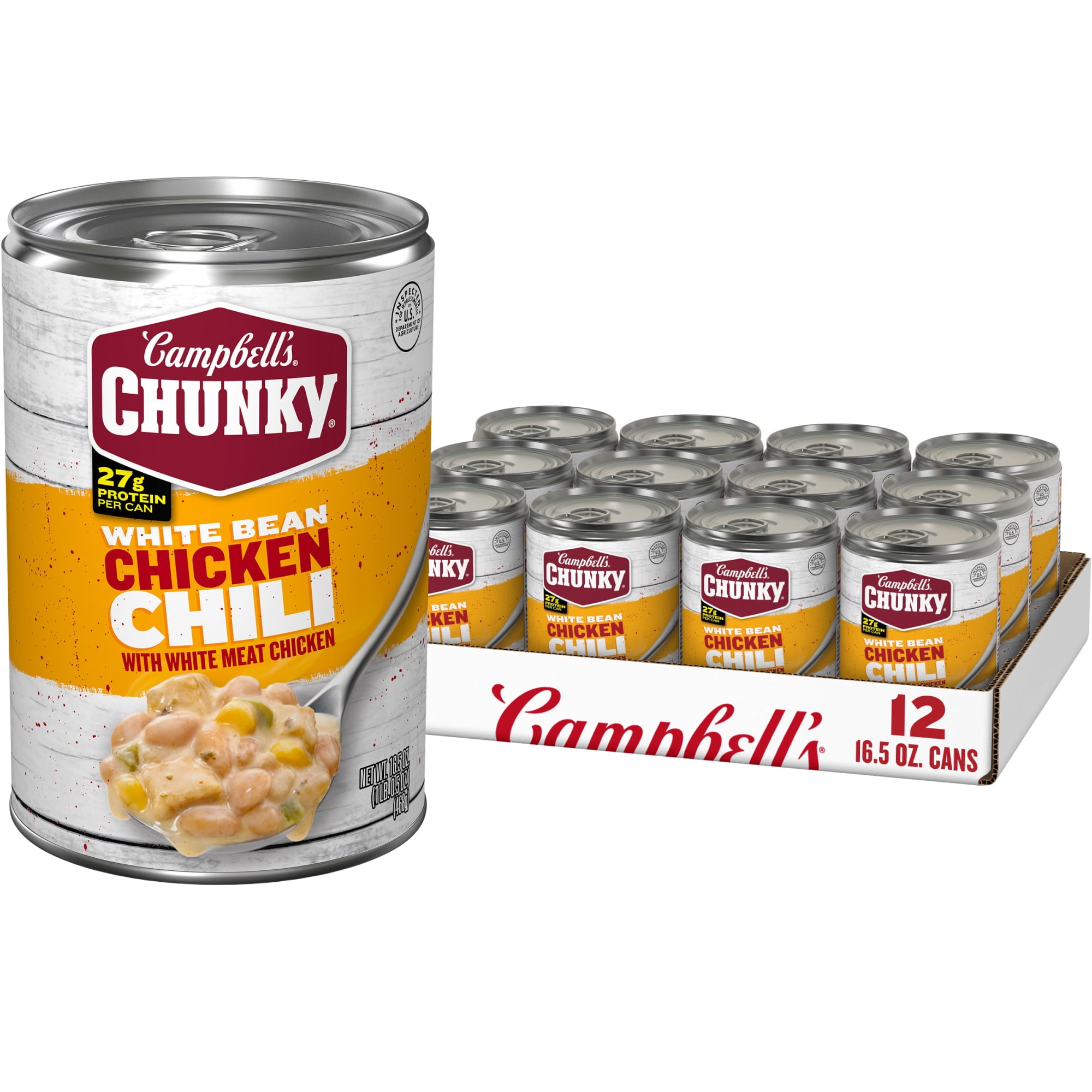 (12 pack) Campbell’s Chunky White Bean Chicken Chili, 16.5 oz Can