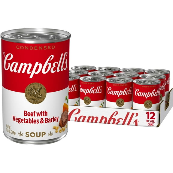 (12 pack) Campbell's Condensed Beef Soup with Vegetables and Barley, 10.5 oz Can