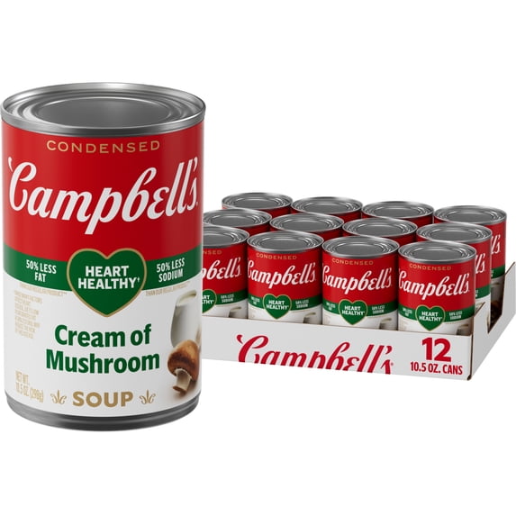 (12 pack) Campbell's Condensed Heart Healthy Cream of Mushroom Soup, 10.5 oz Can (12 Pack)