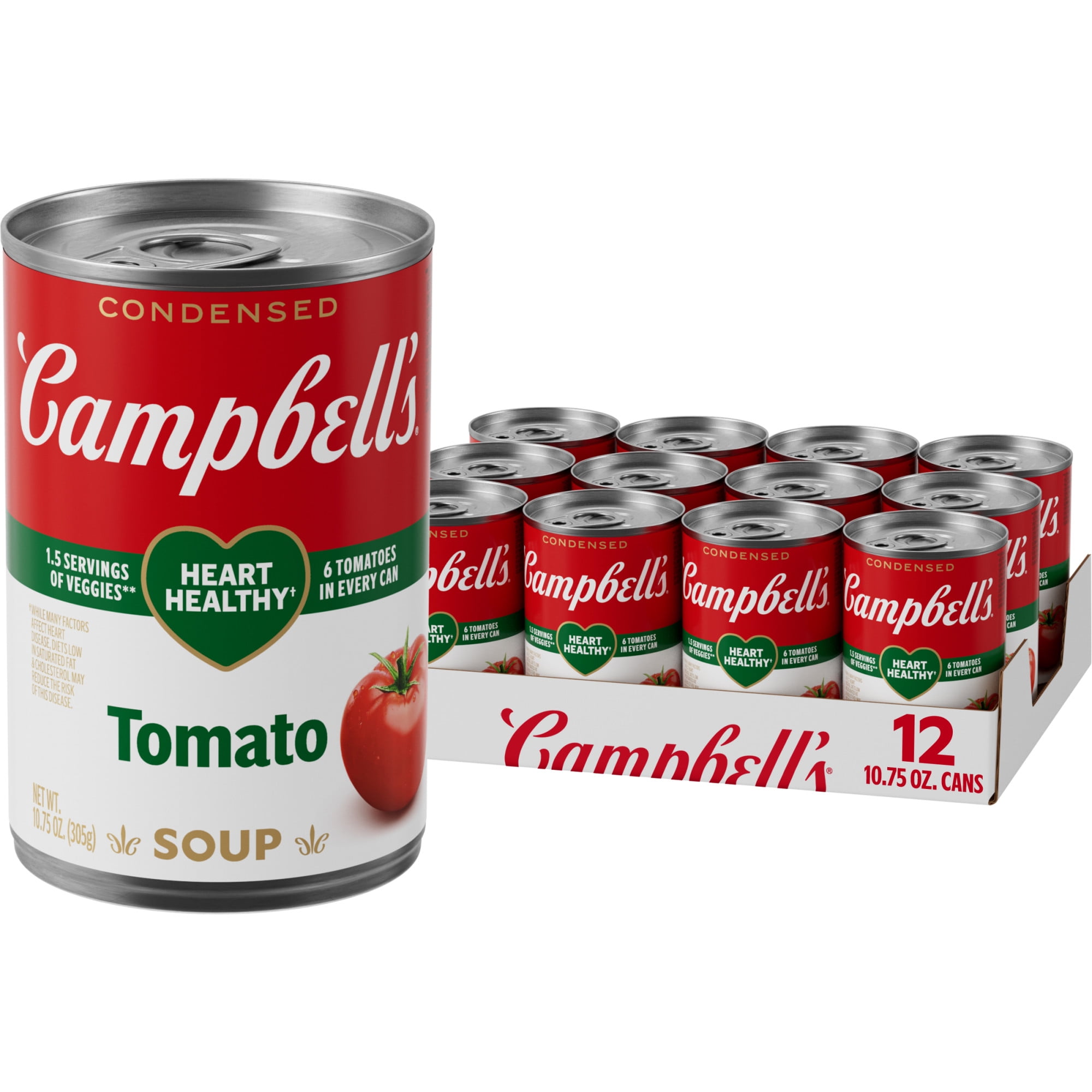 (12 pack) Campbells Condensed Heart Healthy Tomato Soup, 10.75 oz Can
