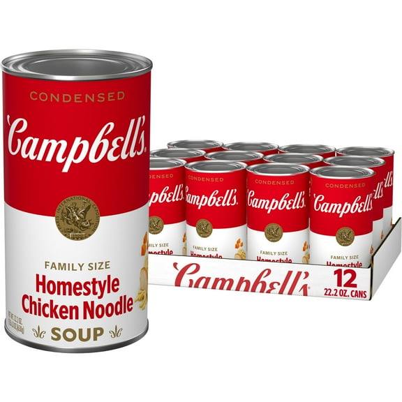 (12 pack) Campbells Condensed Homestyle Chicken Noodle Soup, 22.2 oz Family Size Can