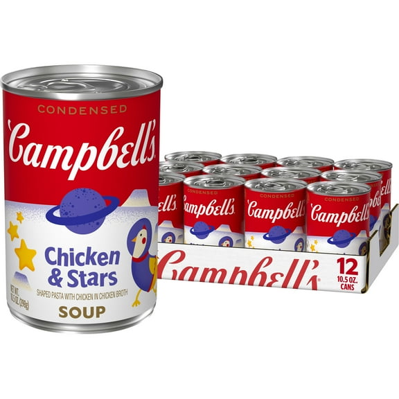 (12 pack) Campbell's Condensed Kids Chicken and Stars Soup, 10.5 oz Can