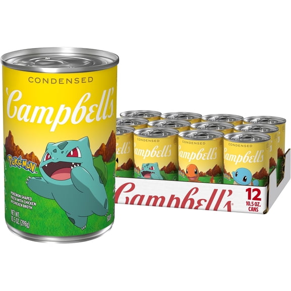 (12 pack) Campbells Condensed Kids Soup, Pokmon Shaped Pasta with Chicken in Chicken Broth, 10.5 oz Can