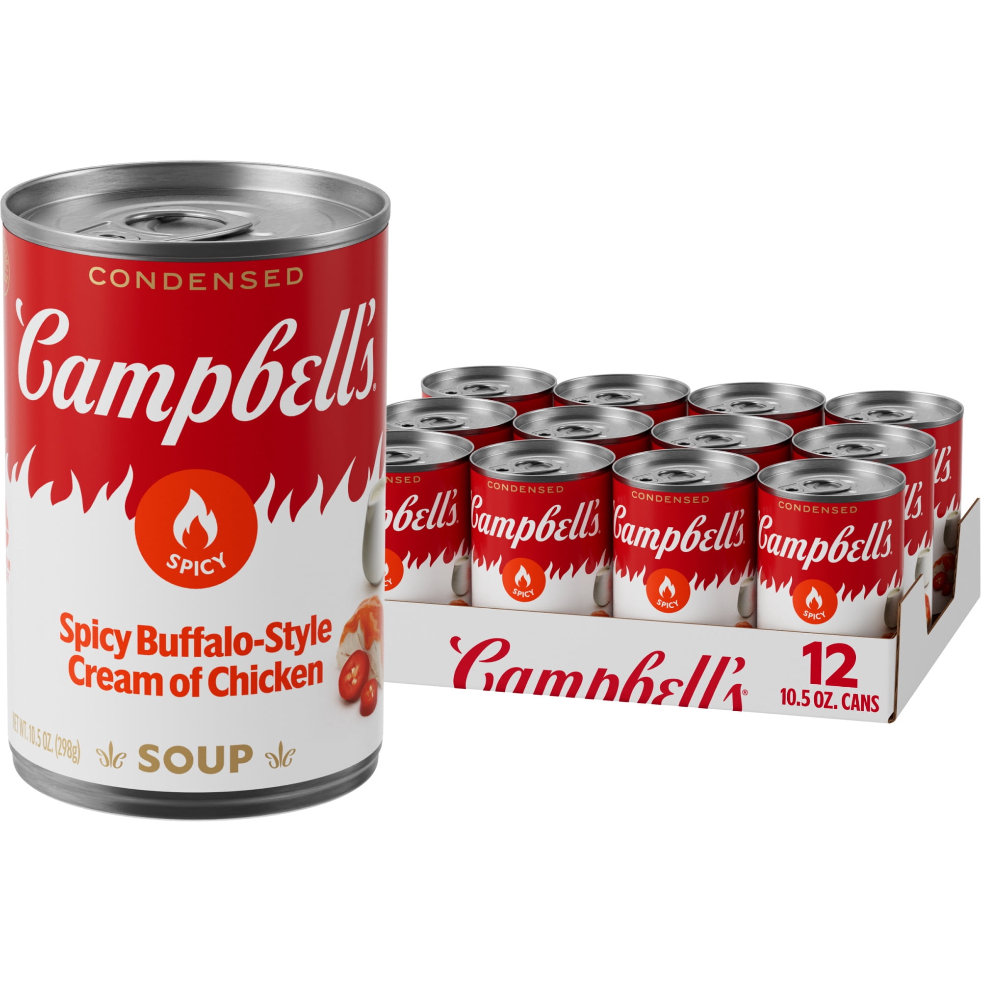 (12 pack) Campbell's Condensed Spicy Buffalo-Style Cream of Chicken Soup, 10.5 oz Can