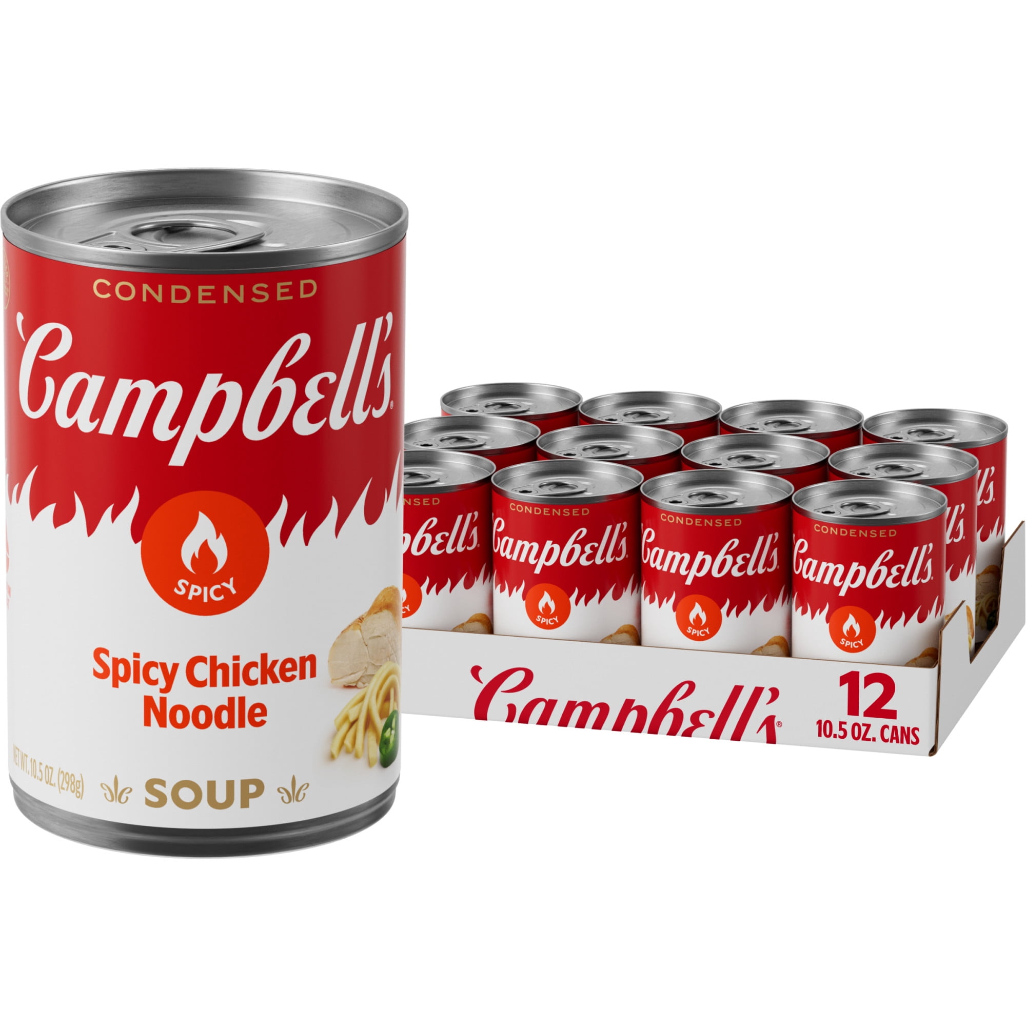 (12 pack) Campbell’s Condensed Spicy Chicken Noodle Soup, 10.5 oz Can