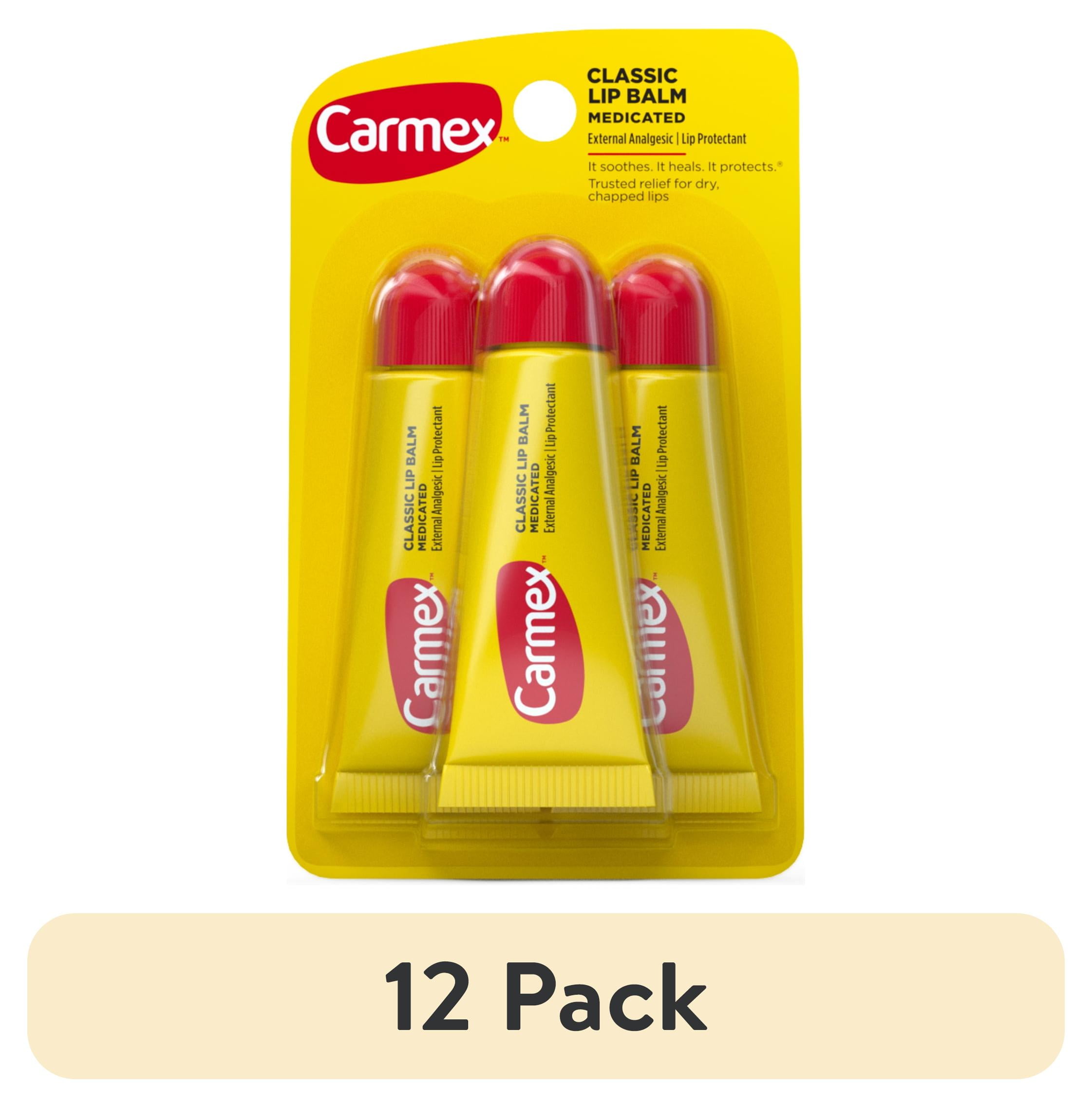 (12 pack) Carmex Classic Medicated Lip Balm Tubes, Lip Moisturizer, 3 Count (1 Pack of 3)