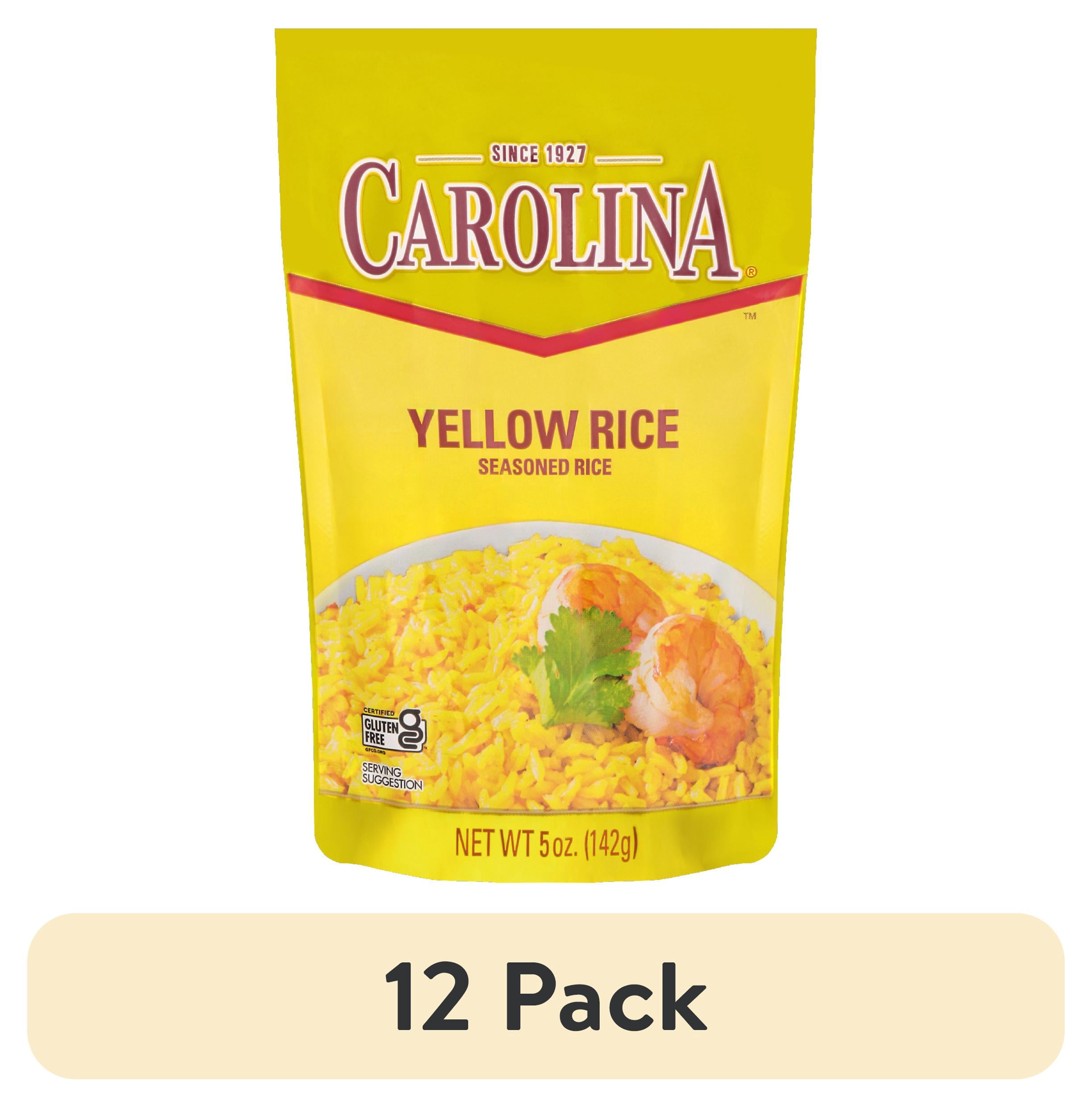 (12 pack) Carolina Seasoned Saffron Yellow Rice, Seasoned Long-Grain Rice with Spices, Gluten Free, 5 oz Bag