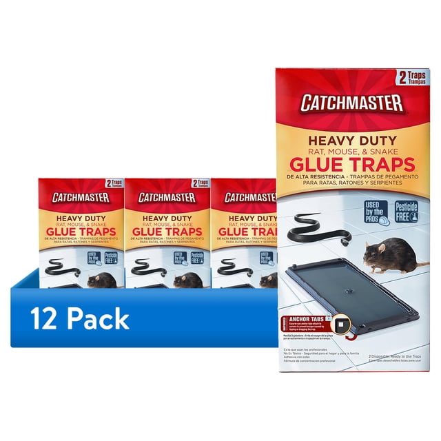 (12 pack) Catchmaster Sticky Mouse & Rat Glue Traps with Hercules Putty ...