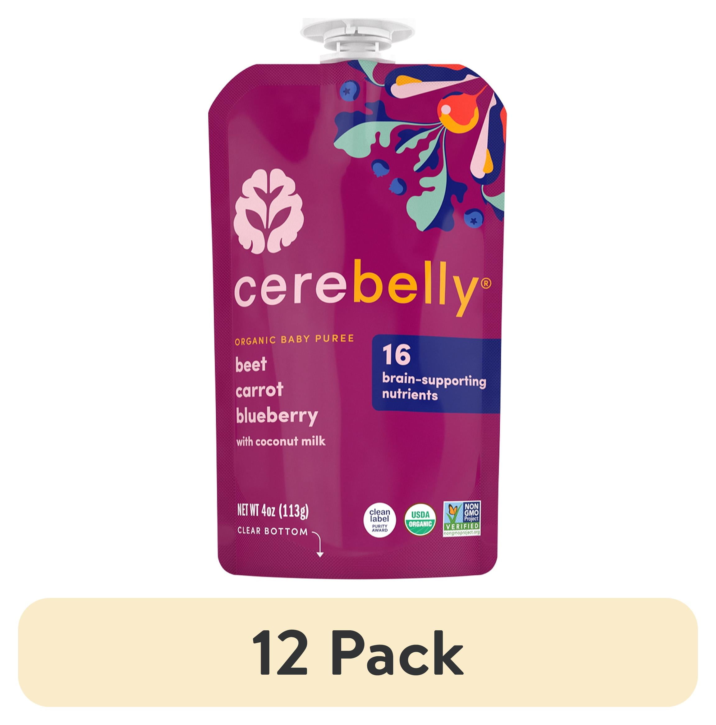 (12 pack) Cerebelly Organic Stage 2 Beet Carrot Blueberry with Coconut Milk Baby Food, 4 oz Puree