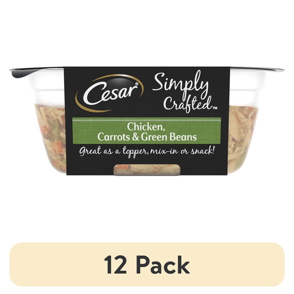 (12 pack) Cesar Simply Crafted Chicken, Carrots & Green Beans Wet Dog Food Topper Adult, 1.3 Oz