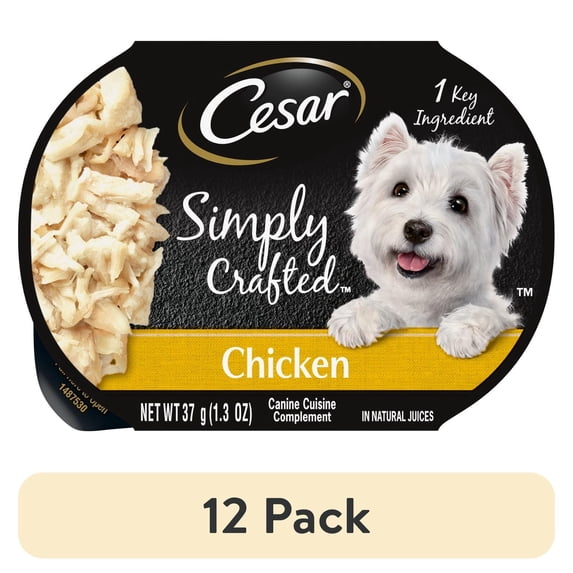 (12 pack) Cesar Simply Crafted Chicken Wet Dog Food, 1.3 Oz Tub