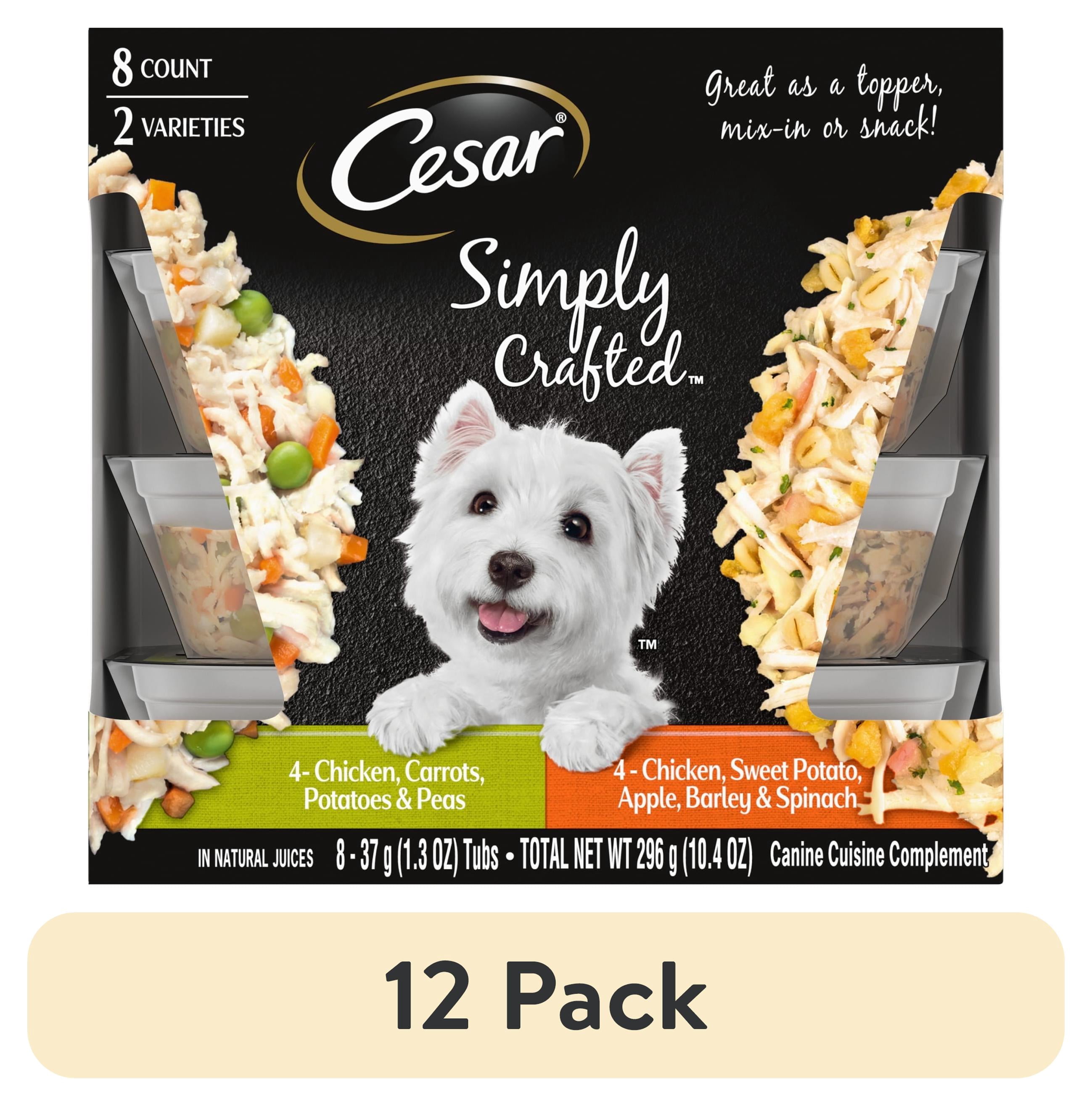 (12 pack) Cesar Simply Crafted Wet Dog Food Variety Pack, 1.3 Oz Tubs (8 Pack)