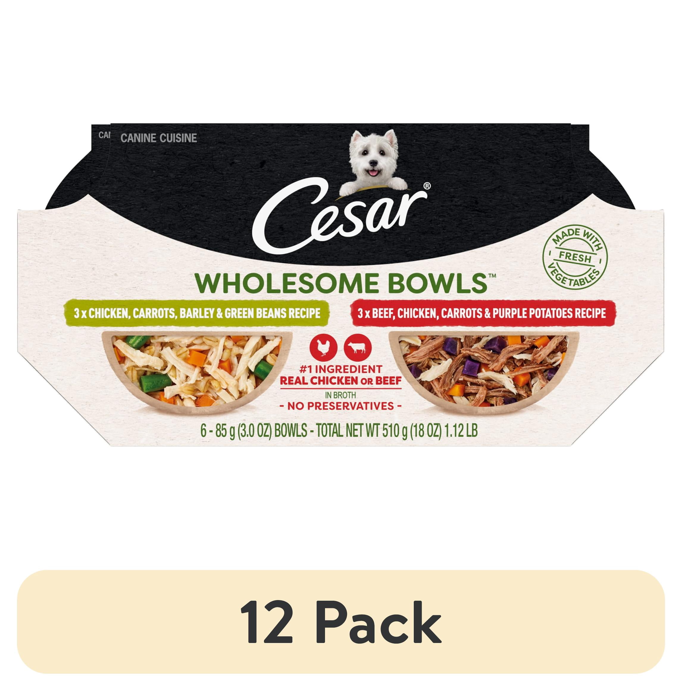 (12 pack) Cesar Wholesome Bowls Broth Wet Dog Food Variety Pack, 3 Oz Bowls (6 Pack)