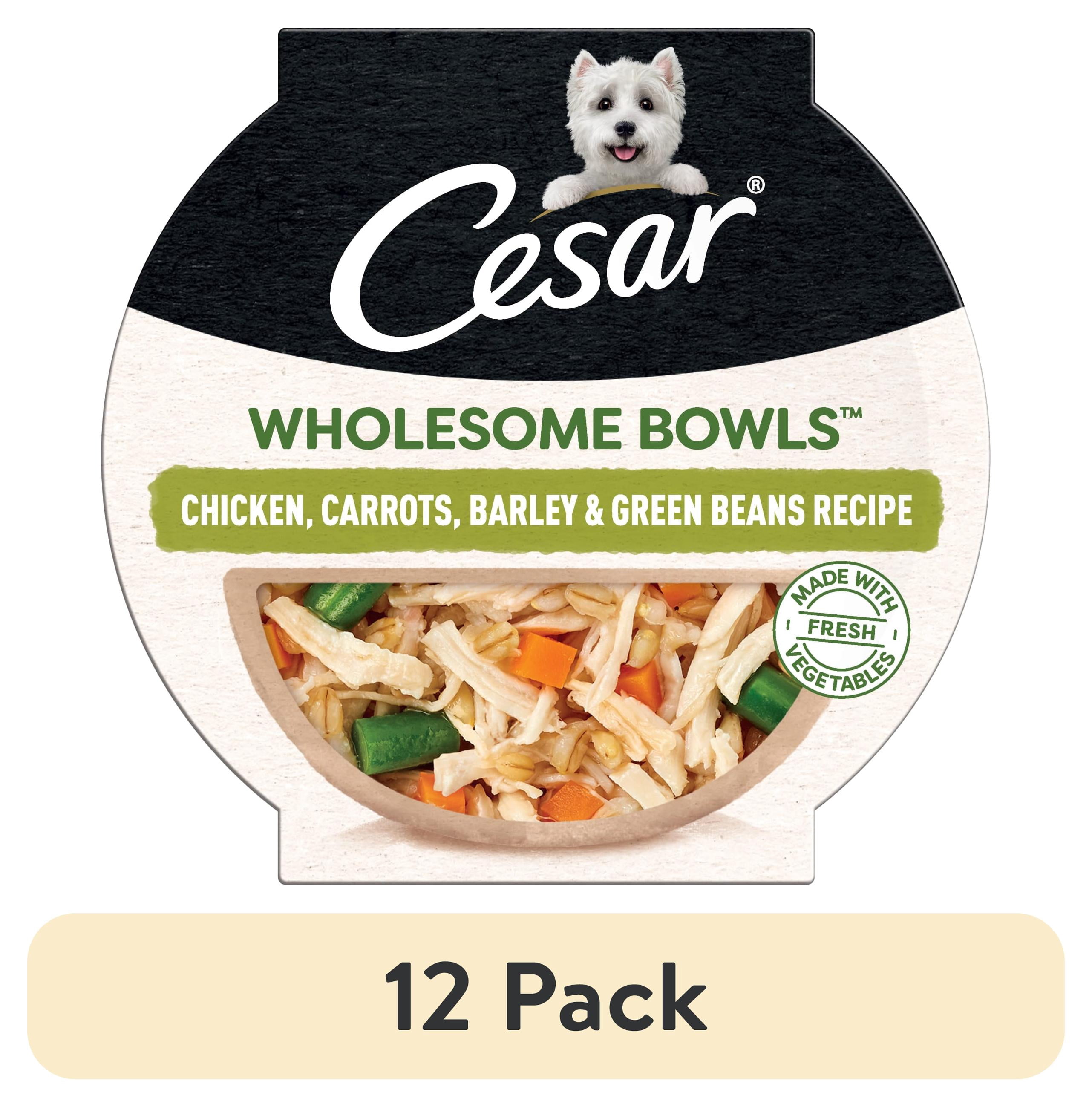 (12 pack) Cesar Wholesome Bowls Chicken, Carrots, Barley, & Green Bean Recipe Adult Wet Dog Food, 3 oz Bowl