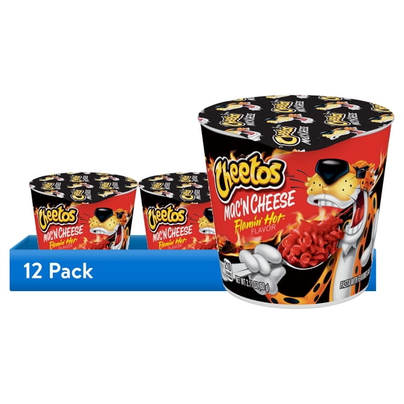(12 pack) Cheetos Flamin' Hot Mac'N Cheese Pasta with Flavored Sauce, 2.11 oz Cup