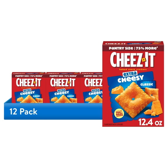 (12 pack) Cheez-It Extra Cheesy Cheese Crackers, Baked Snack Crackers, 12.4 oz