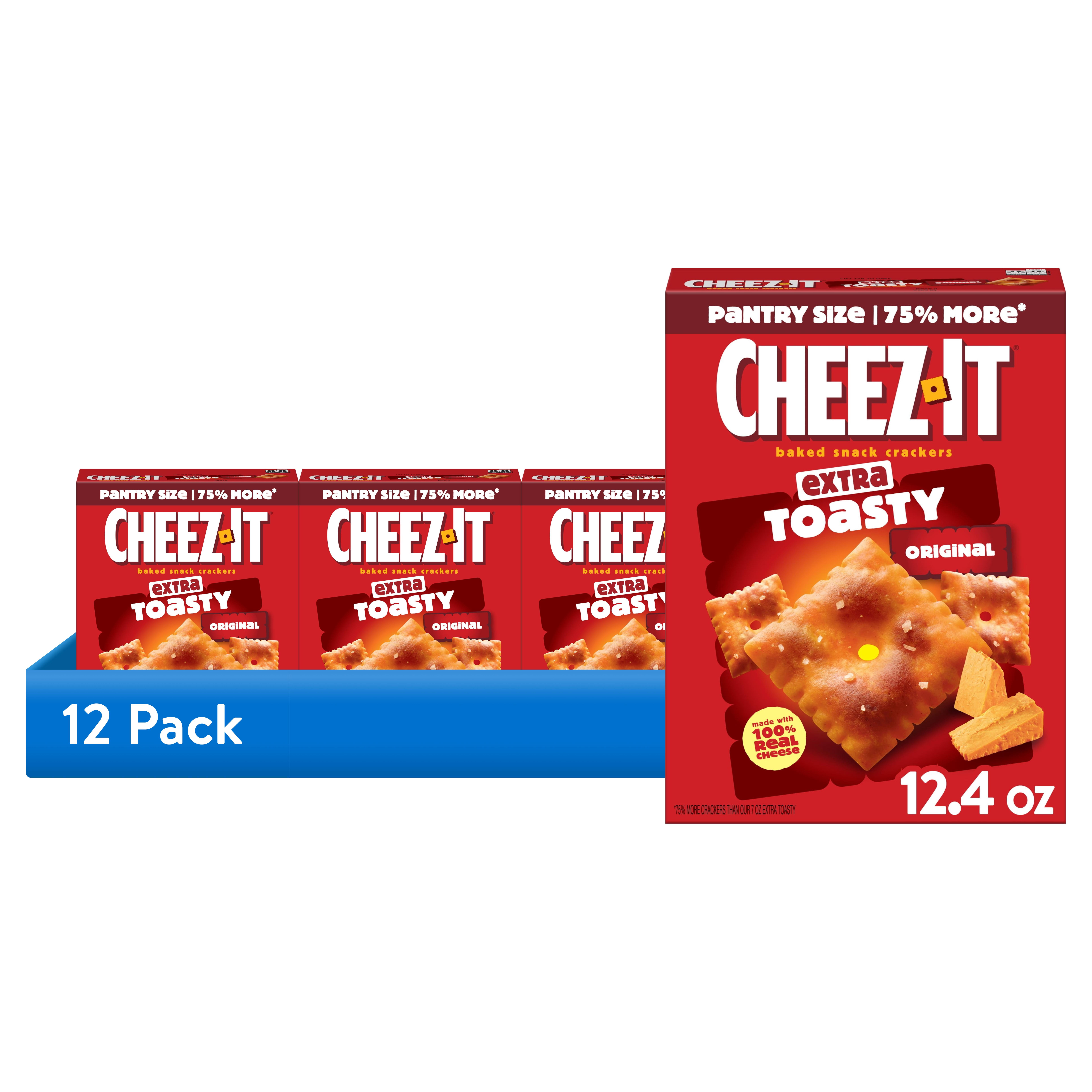 (12 pack) Cheez-It Extra Toasty Cheese Crackers, Baked Snack Crackers, 12.4 oz