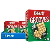 (12 pack) Cheez-It Grooves Sharp White Cheddar Crunchy Cheese Crackers, Snack Crackers, 9 oz