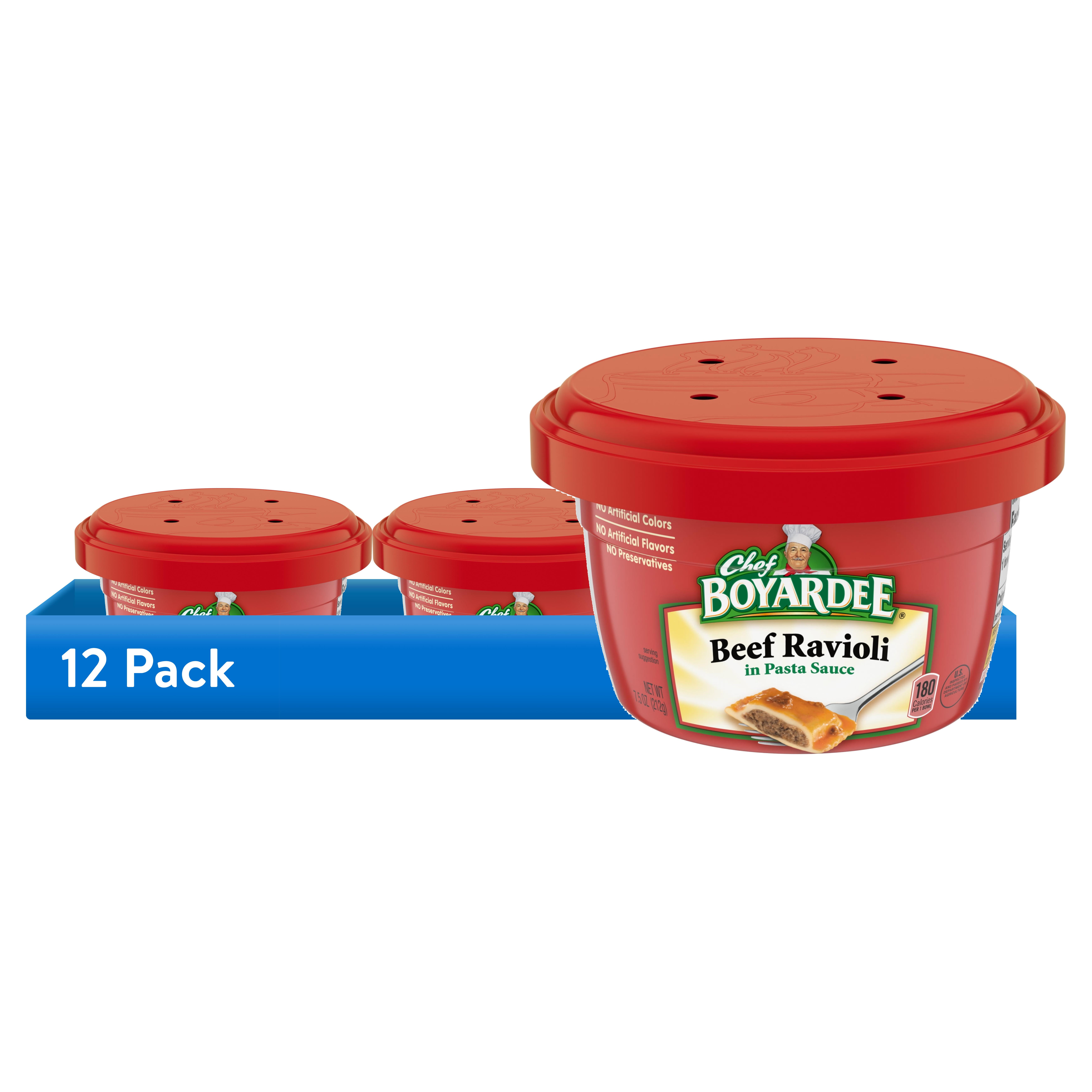 (12 pack) Chef Boyardee Beef Ravioli in Pasta Sauce, Microwavable Meal, 7.5 oz Bowl., 4-Count