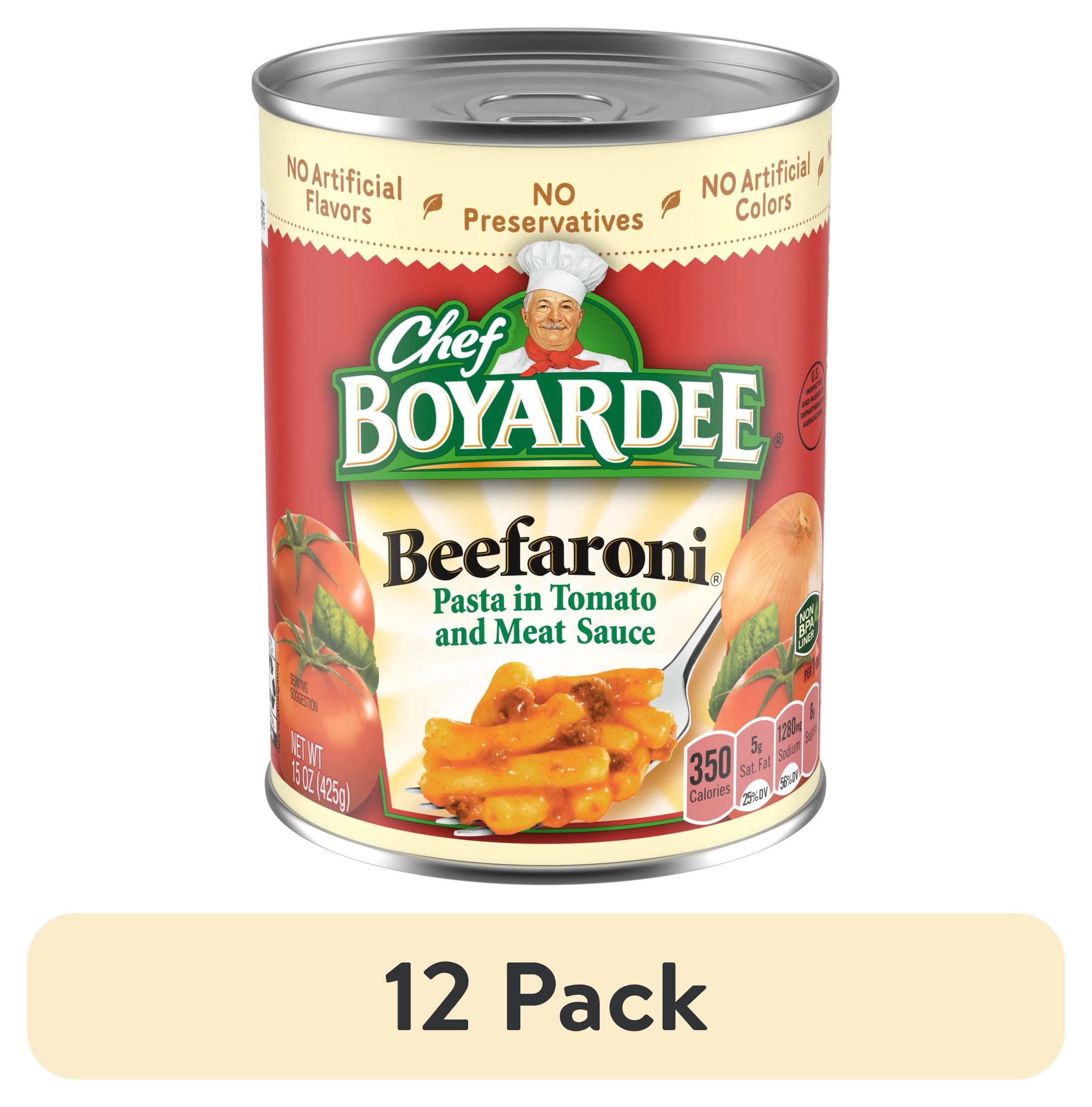 (12 pack) Chef Boyardee Beefaroni in Tomato and Meat Sauce, Ready-to-Eat Meal, 15 oz. Can
