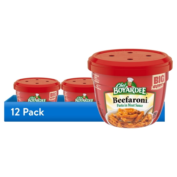 (12 pack) Chef Boyardee Beefaroni in Meat Sauce, Mircowavable Meal, 14.25 oz. Bowl