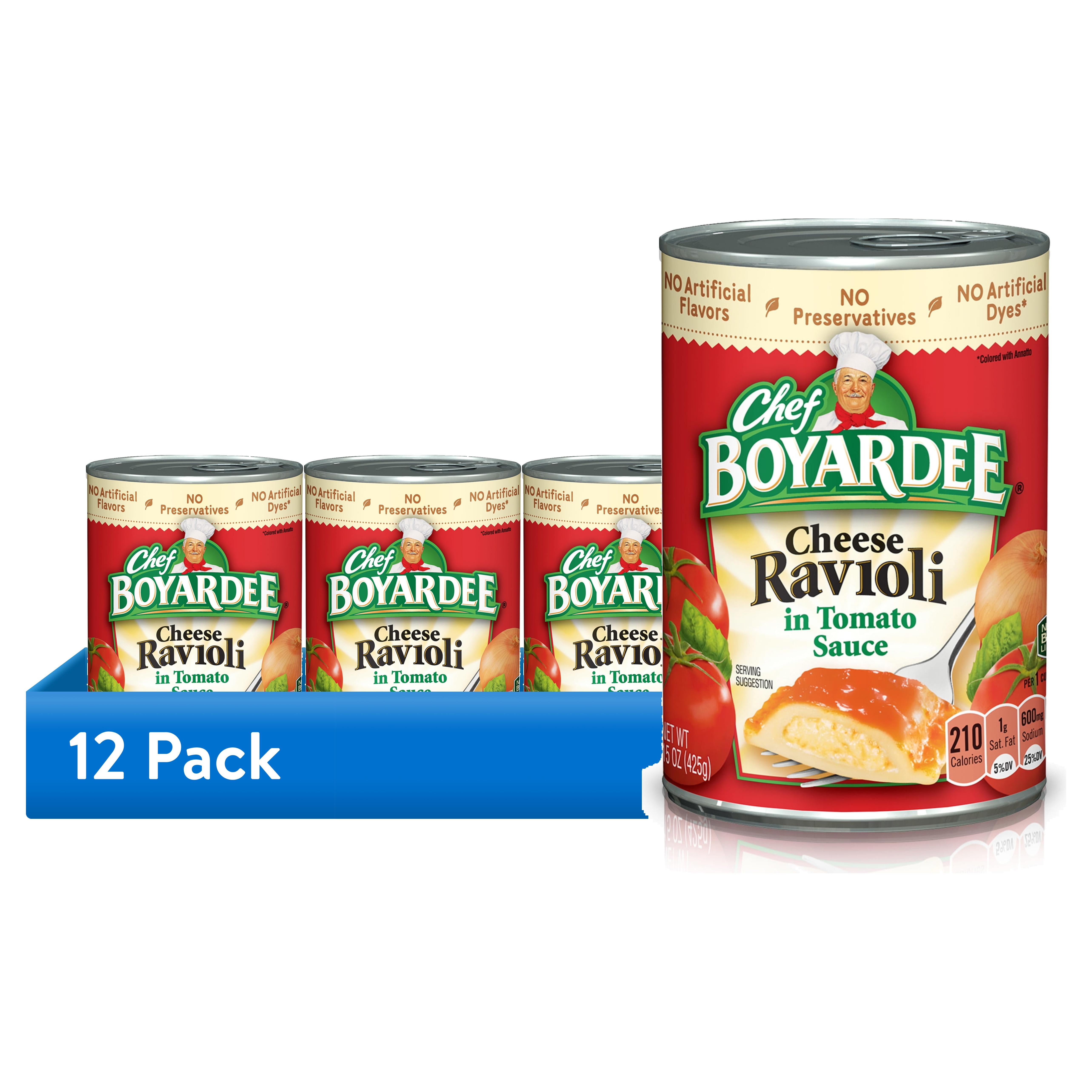 (12 pack) Chef Boyardee Cheese Ravioli in Tomato Sauce, Ready-to-Eat Meal, 15 oz. Can