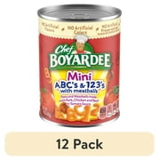 (12 pack) Chef Boyardee Mini ABC's and 123's with Meatballs, 15 oz.