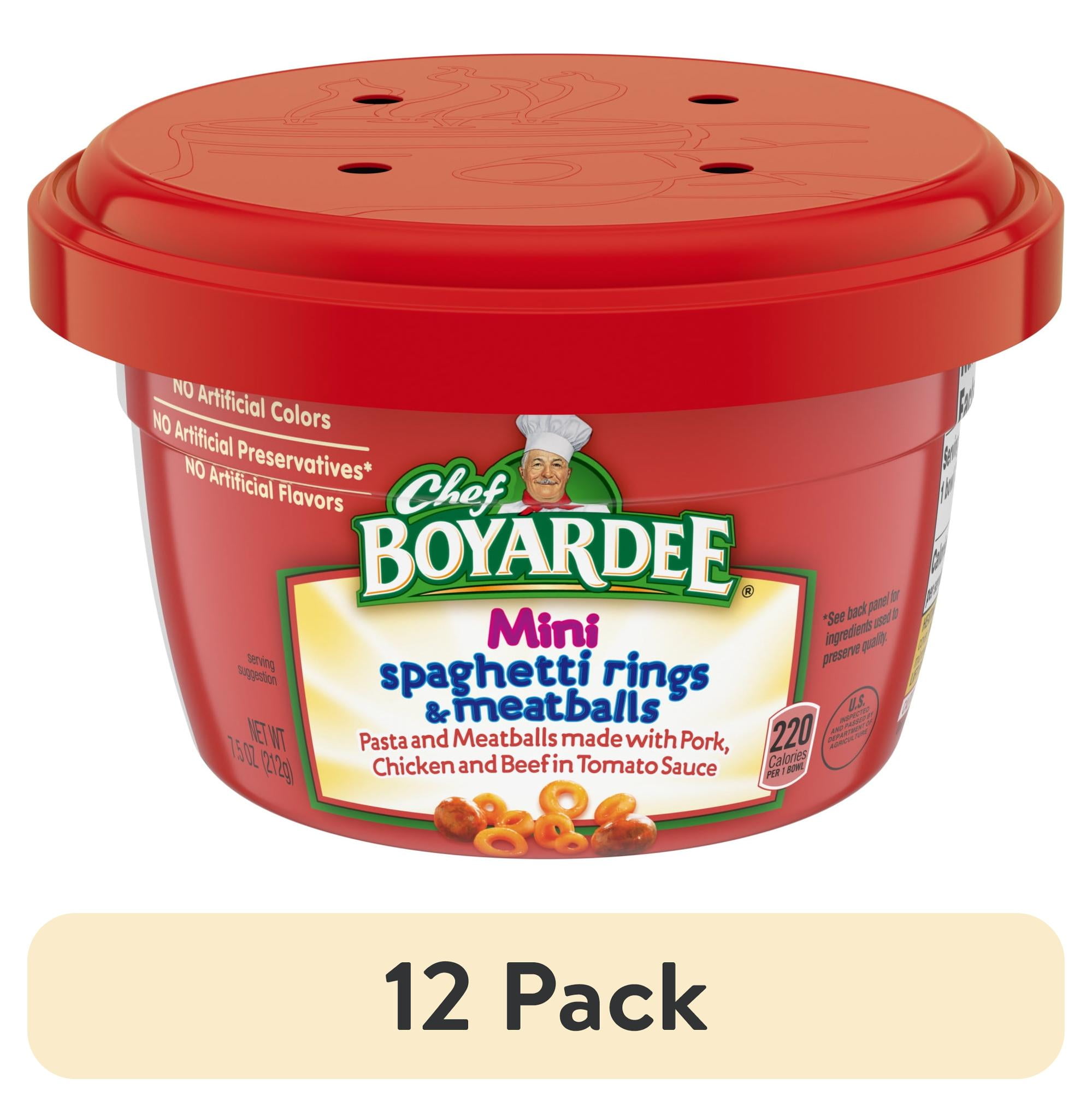 (12 pack) Chef Boyardee Mini Spaghetti Rings and Meatballs in Tomato Sauce, Microwavable Meal, 7.5 oz. Bowl