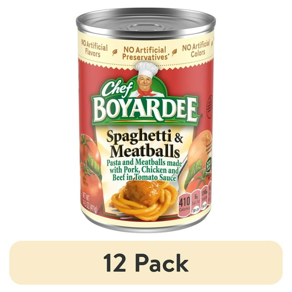 (12 pack) Chef Boyardee Spaghetti and Meatballs in Tomato Sauce, Ready-to-Eat Meal, 14.5 oz. Can