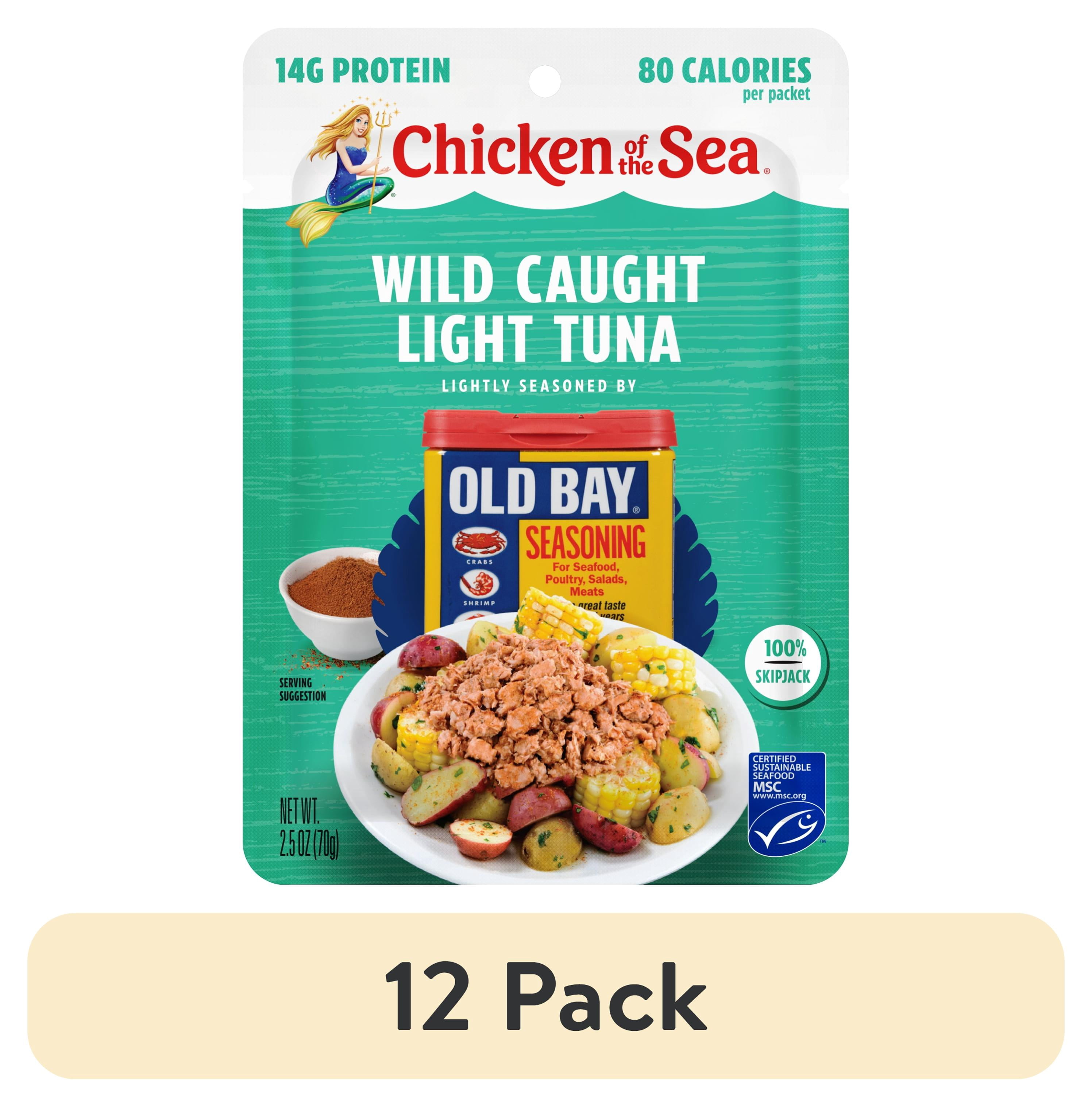 (12 pack) Chicken of the Sea Wild Caught Light Tuna Packet, OLD BAY® Seasoning 2.5 oz