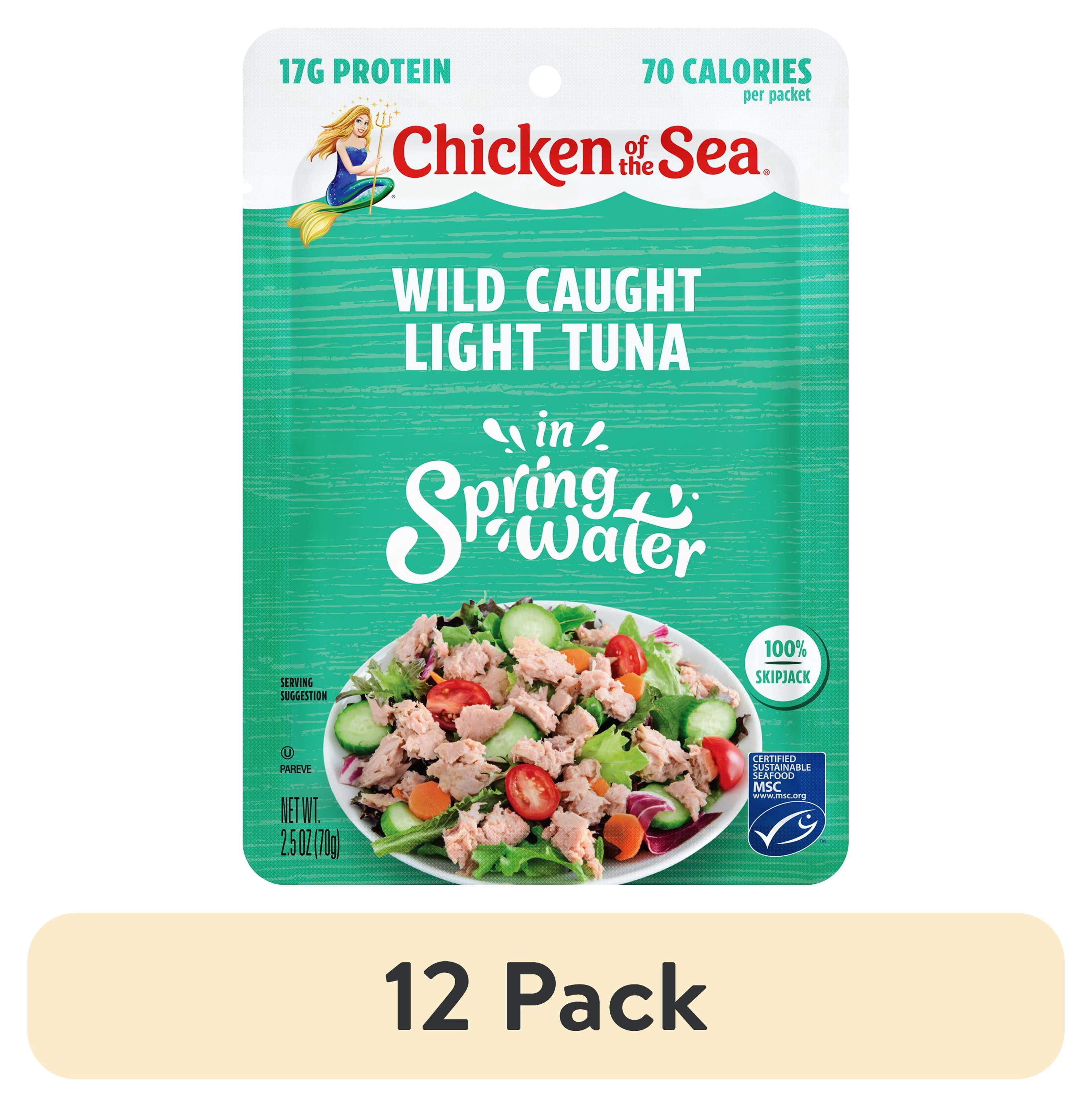 (12 pack) Chicken of the Sea Wild Caught Light Tuna in Spring Water Packet 2.5 oz