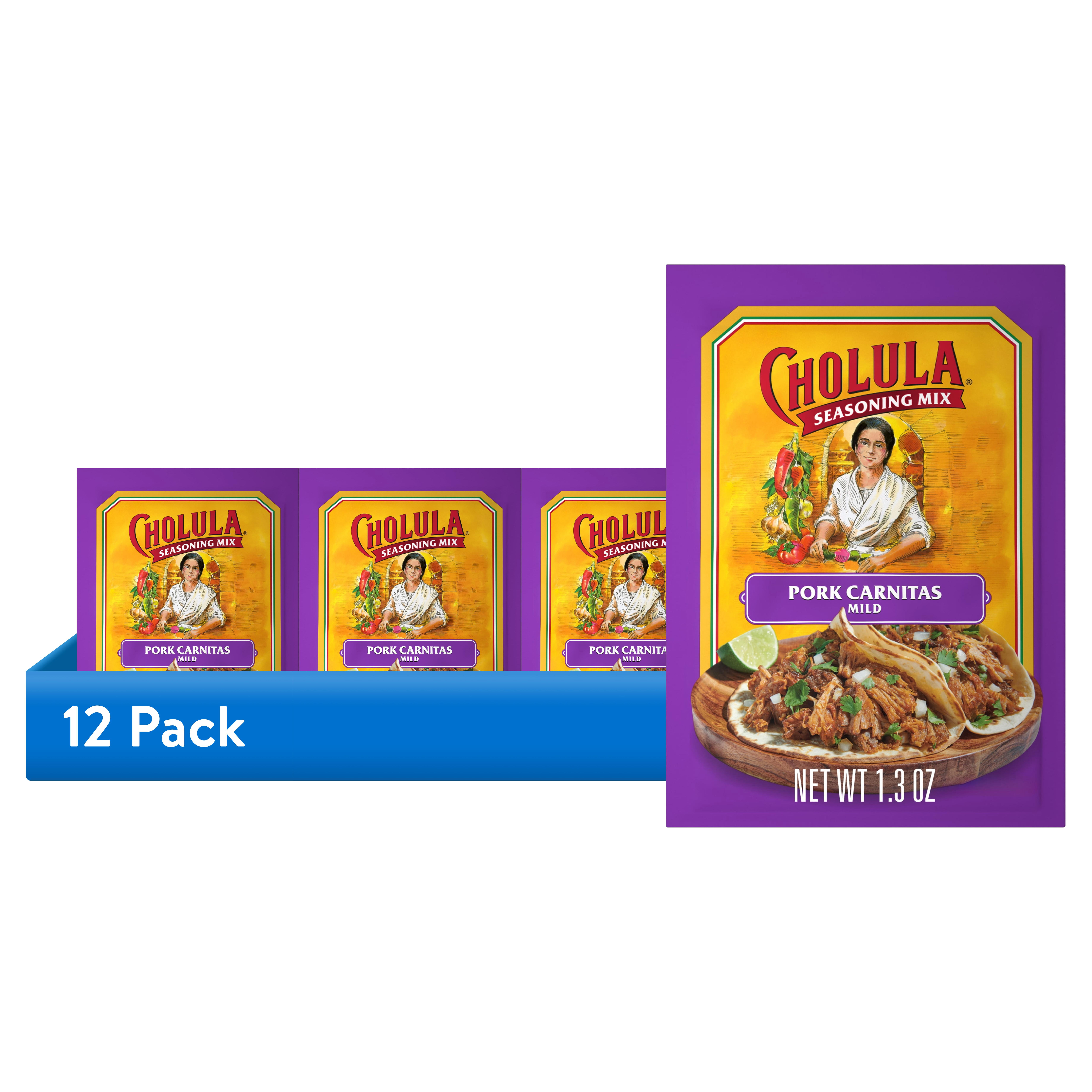 (12 pack) Cholula Pork Carnitas - Mild Seasoning Mix, 1.3 oz Bag