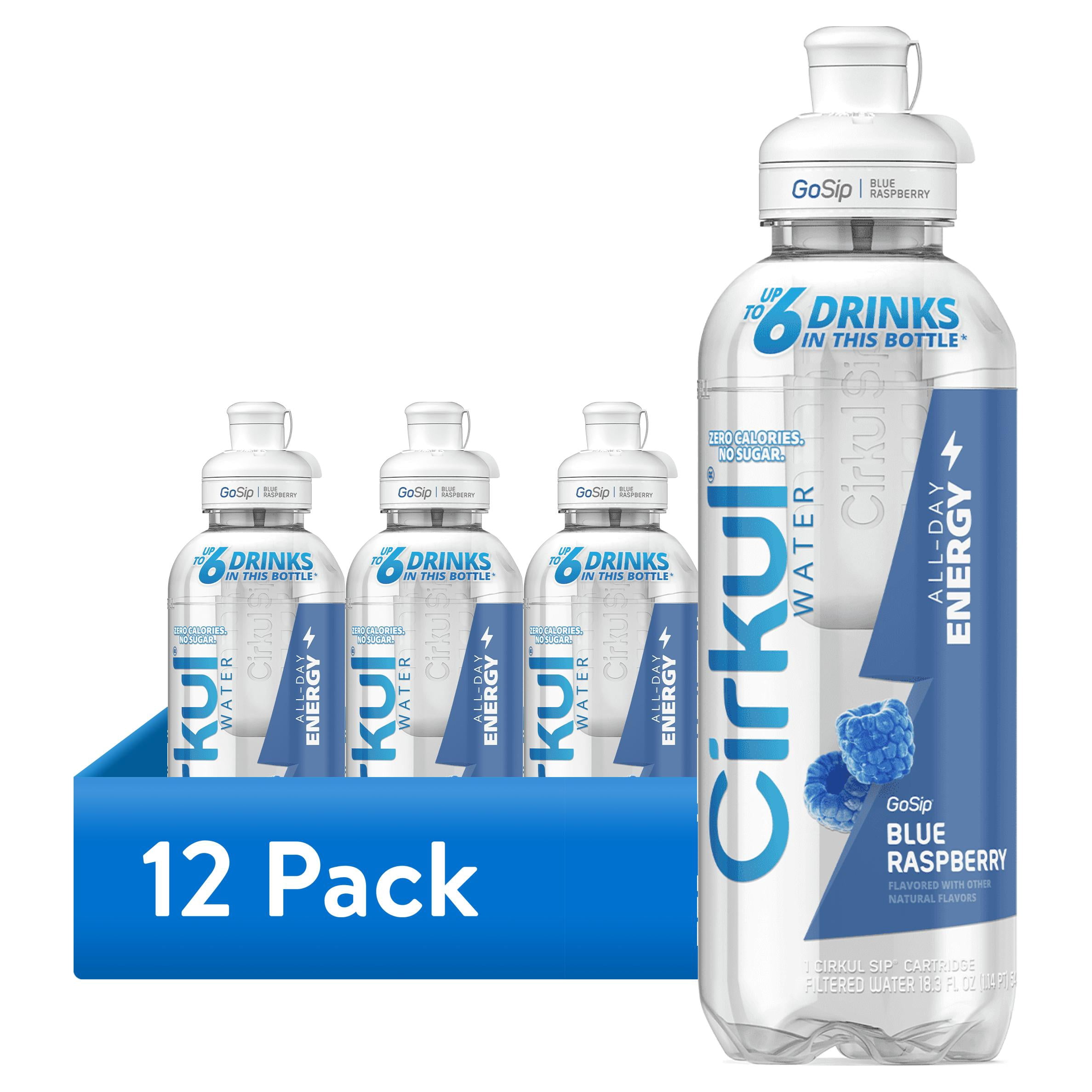 (12 pack) Cirkul GoSip Blue Raspberry 18.3 Fl Oz Bottle + Flavor Cartridge