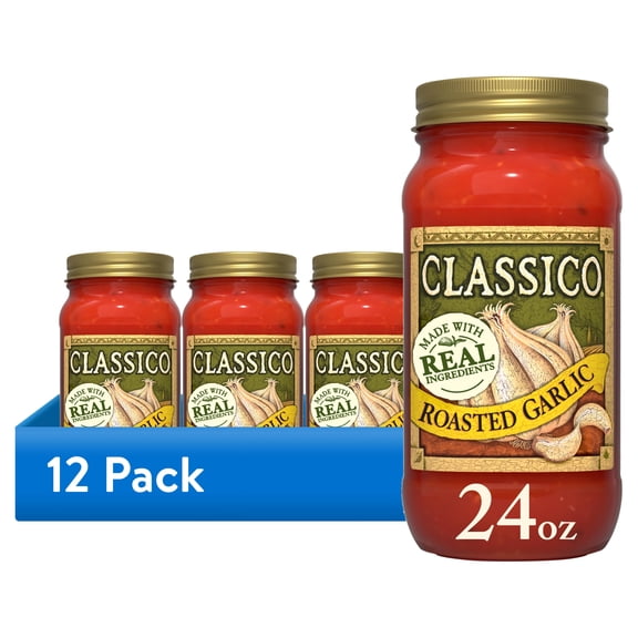 (12 pack) Classico Roasted Garlic Pasta Sauce, 24 oz Jar