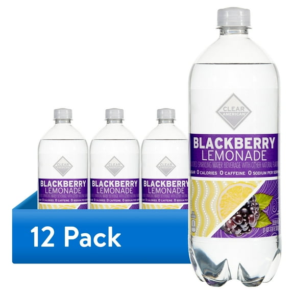 (12 pack) Clear American Blackberry Lemonade Sparkling Water, 1 Liter