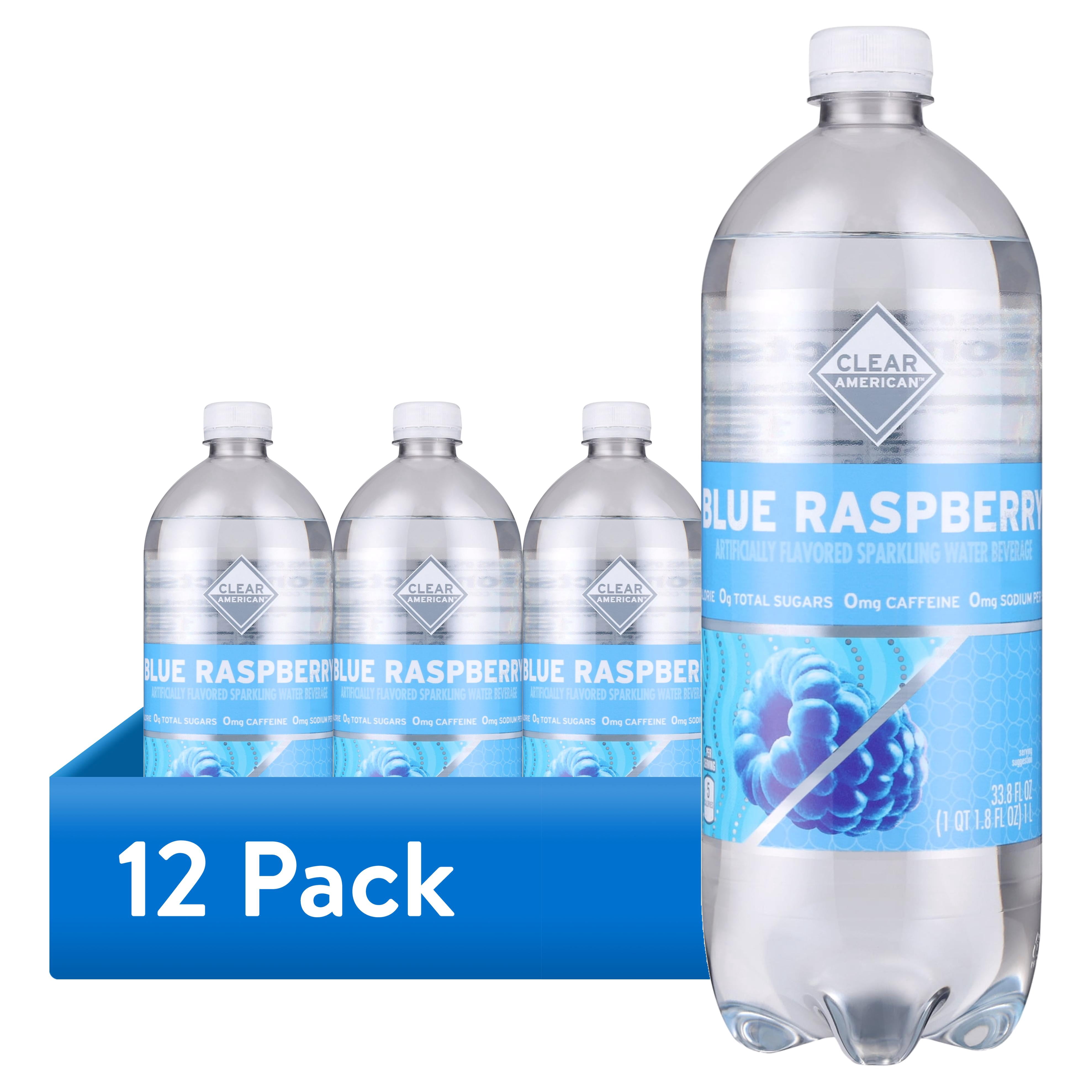 (12 pack) Clear American Blue Raspberry Flavored Sparkling Water, 33.8 fl oz Bottle