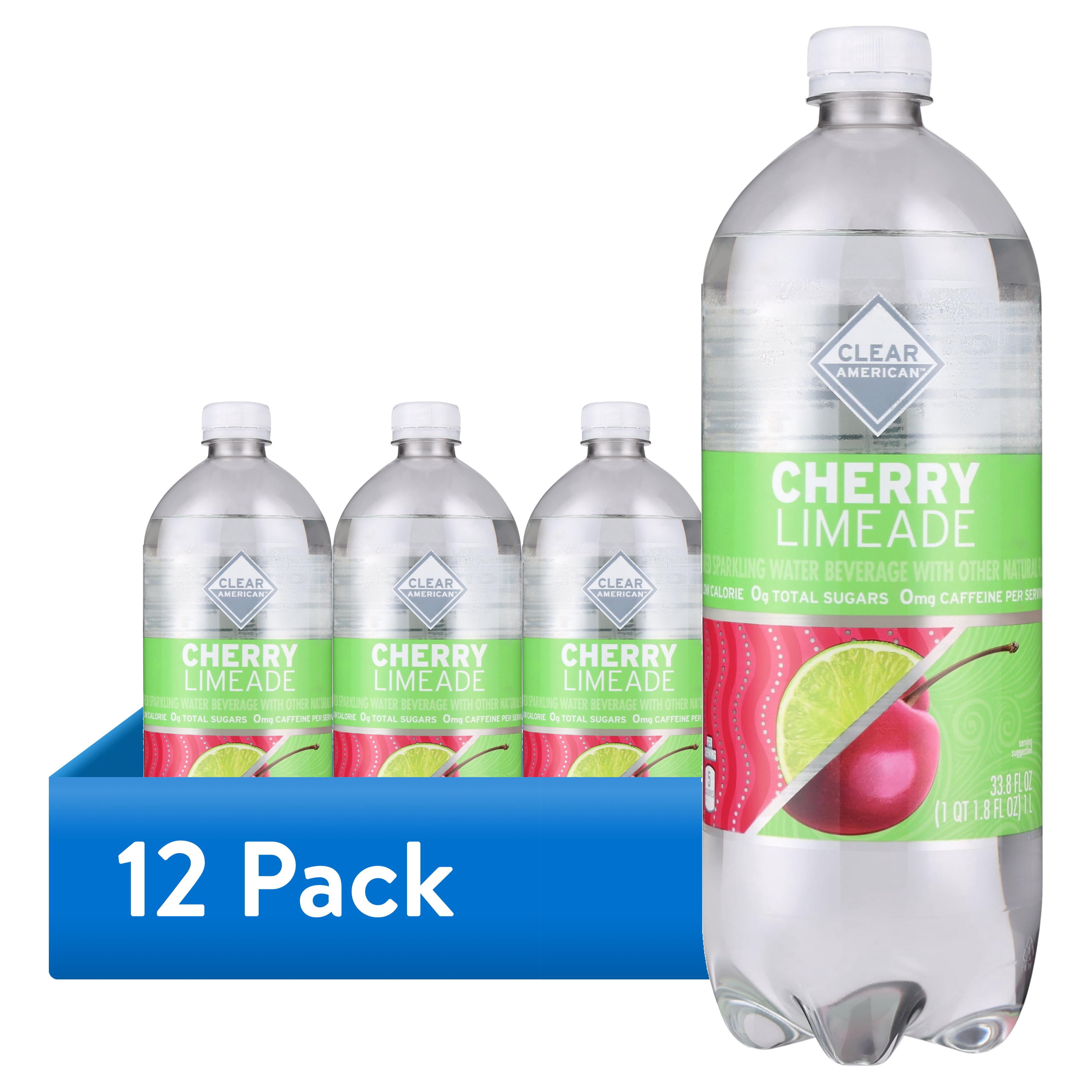 (12 pack) Clear American Cherry Limeade Flavored Sparkling Water, 33.8 fl oz Bottle