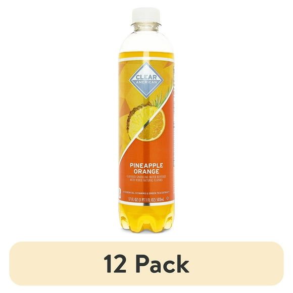 (12 pack) Clear American Pineapple Orange Sparkling Juice, 17 Fl Oz Bottle