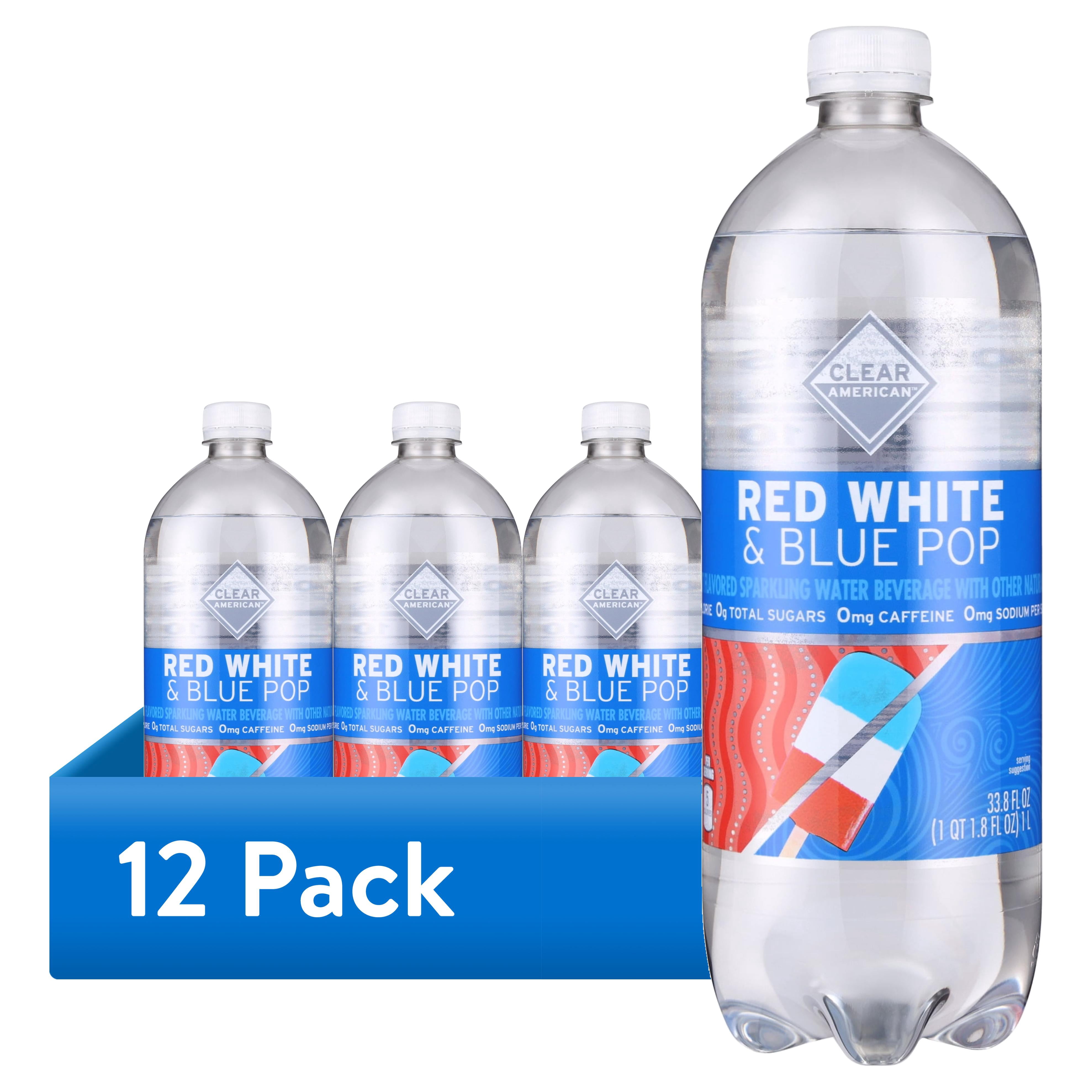 (12 pack) Clear American Red, White, and Blue Pop Flavored Sparkling Water, 33.8 fl oz Bottle
