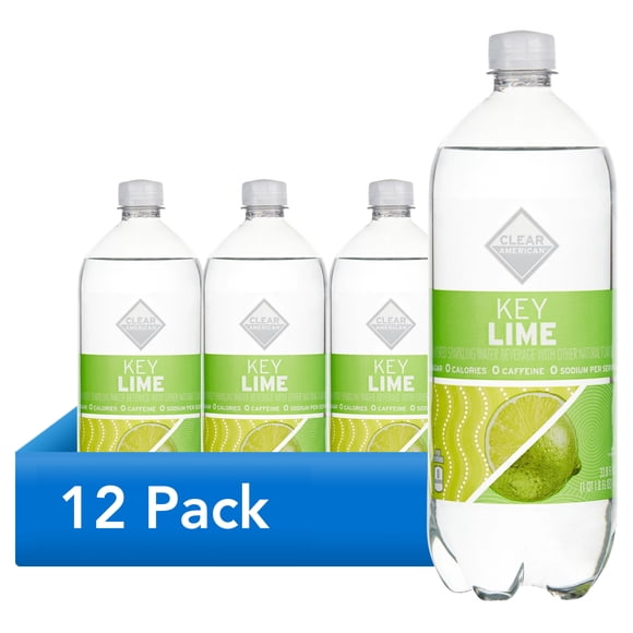 (12 pack) Clear American Key Lime Sparkling Water, 33.8 fl oz