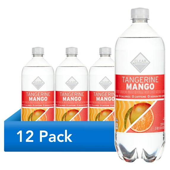 (12 pack) Clear American Tangerine Mango Sparkling Water, 33.8 fl oz