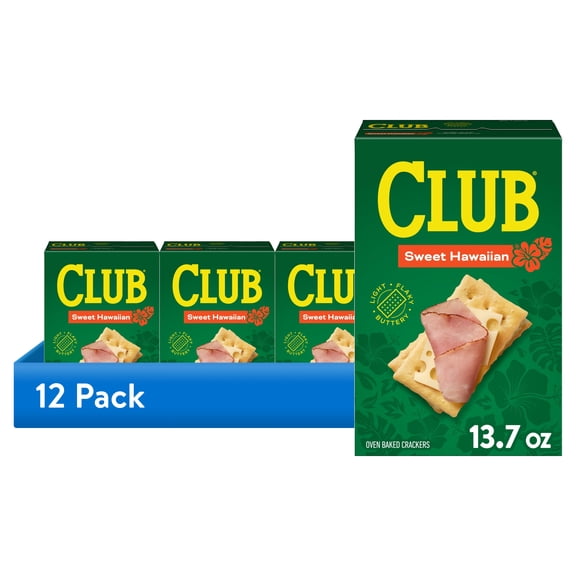 (12 pack) Club Sweet Hawaiian Crackers, Lunch Snacks, 13.7 oz