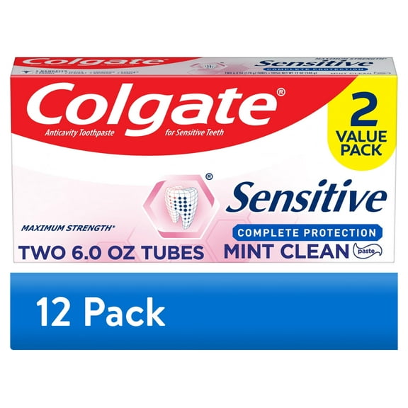 (12 pack) Colgate Sensitive Complete Protection Toothpaste, Sensitive Teeth Toothpaste, Mint, 2 pack, 6 Oz Tubes