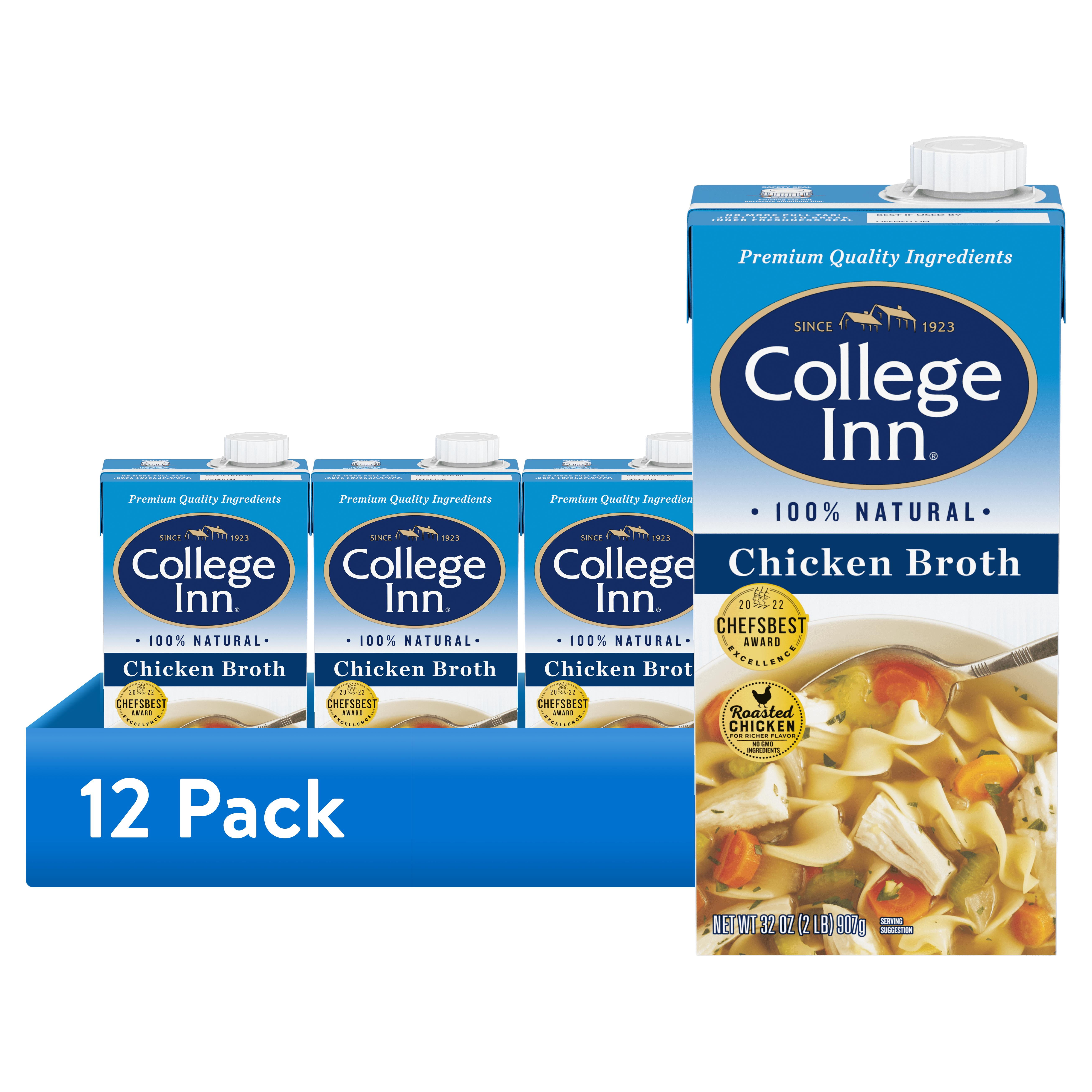 (12 pack) College Inn 100% Natural Chicken Broth, 32 oz Carton