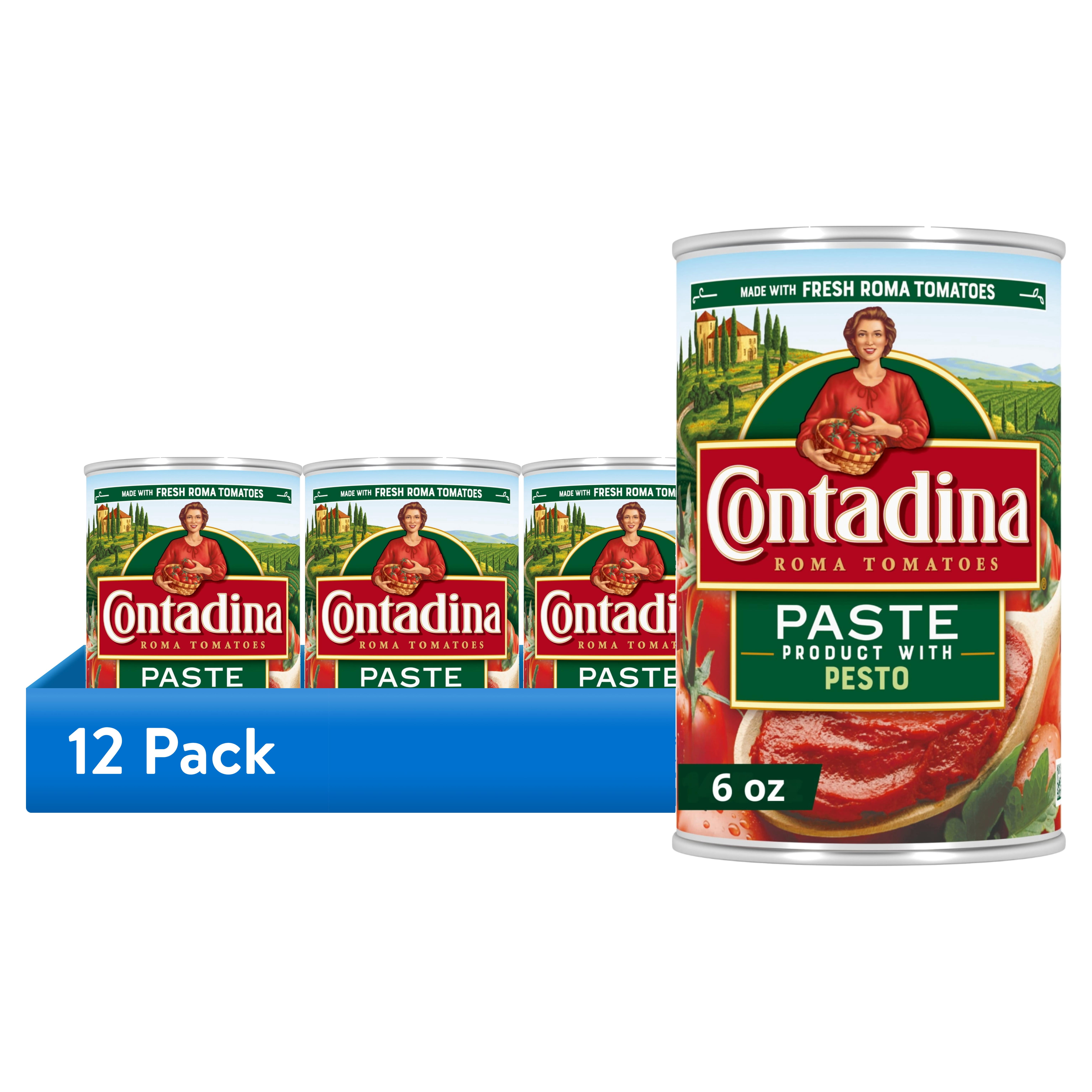 (12 pack) Contadina Canned Tomato Paste with Pesto, 6 oz Can