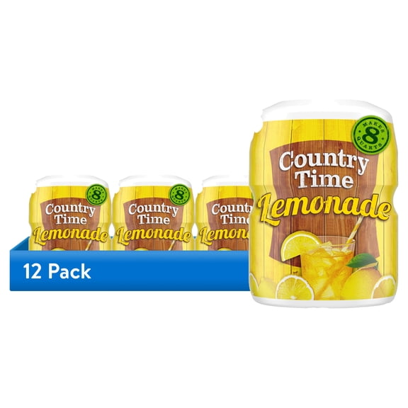 (12 pack) Country Time Lemonade Powdered Drink Mix, 1 Canister, for Flavorful Hydration and Shareable Refreshment, Naturally Flavored with Other Natural Flavor, No Artificial Sweeteners or Flavors, 19 oz